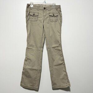 LEI Juniors Y2K Low Rise Flare Pants Size 9 Beige Streetwear 2000s Utilitarian